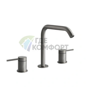 Смеситель для раковины GESSI 316 на 3 отверстия, брашированная сталь (54412#239) - фото 1
