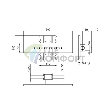 Нерегулируемая боковая форсунка для душа Fantini Milano Matt Gun Metal PVD (86 P5 8034B) - фото 2