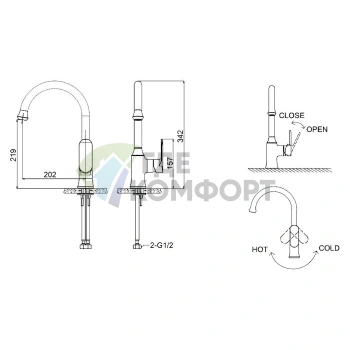 Смеситель для кухни Bravat Opal F7125183CP с выдвижной лейкой и керамическим картриджем - фото 2