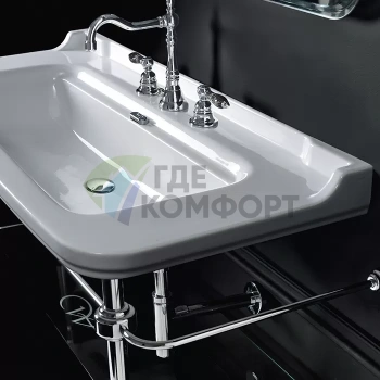Керамическая раковина Kerasan Waldorf 100×55 см белая с заглушками хром (4142K1bi/cr*1) - фото 1