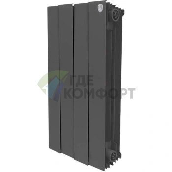 Радиатор биметаллический Royal Thermo Piano Forte 500 noir sable 4 секции-черный - фото 1