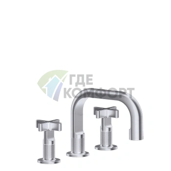 Смеситель для мойки GESSI INCISO на 3 отверстия с донным клапаном в отделке Finox Brushed Nickel (58111#149) - фото 1