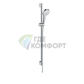 Душевой набор HG Croma Select S: штанга 900 мм, ручной душ 110 с функцией 1jet Rain, шланг, белый/хром (26574400) - фото 1
