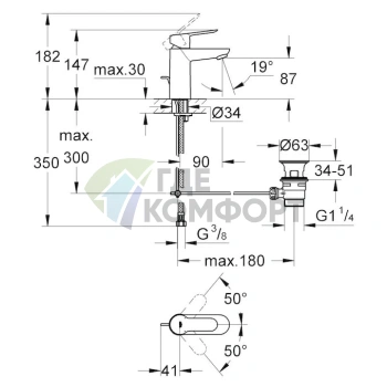 Смеситель Grohe BauEdge с термостатом для раковины 23328000 - фото 4