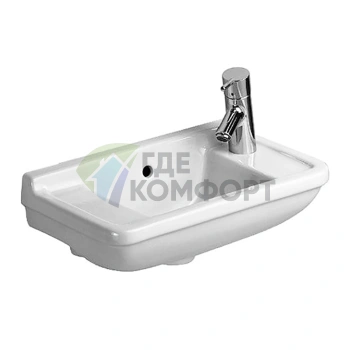 Белая подвесная раковина Duravit Starck 3 500x260 мм с переливом и отверстием слева (751500009) - фото 1