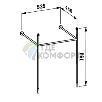 Консоль для раковины Laufen Kartell 810334/5, 535×440×790 мм, хром (3.8533.5.004.000.1) - фото 2