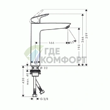 Смеситель для раковины Hansgrohe Logis 190 мм, хром (71091000) - фото 2