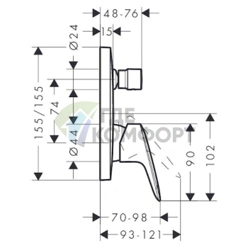 Смеситель для ванны с душем Hansgrohe Logis 71405000 - фото 2