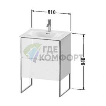 Напольная тумба Duravit XSquare с двумя ящиками, цвет Cappuccino HG (XS452208686) - фото 2