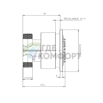 Настенная поворотная самоочищающаяся форсунка Bossini CUBIC-REG 100x100 мм, хром (I00198.030) - фото 2