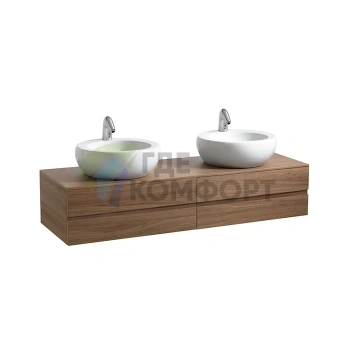 Тумба под две раковины Laufen Alessi One 818971 с 4 выдвижными ящиками, 1600×500×330 мм, цвет орех (4.2422.4.097.630.1) - фото 1