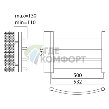 Полотенцесушитель электрический Terminus Классик П4 50x53 E L - фото 2