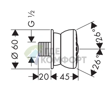 Боковая форсунка HG Bodyvette 1jet Stop G1/2, хром (28467000) - фото 2