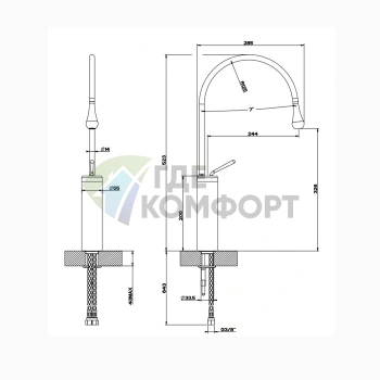 Смеситель для раковины Gessi Goccia высокий, хром (33609#031) - фото 2