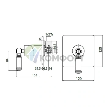 Смеситель для душа Bossini Liberty встраиваемый с девиатором (хром) (Z00067.030) - фото 2