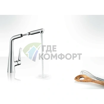 Смеситель Hansgrohe Metris для кухни с вращающимся изливом - фото 3