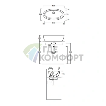 Раковина накладная Simas Lft Spazio 63x33 см без отверстия под смеситель, черный глянцевый - фото 2