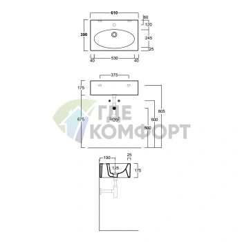 Подвесная раковина Simas Lft Spazio 61x39 см белого цвета - фото 2