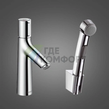 Набор для биде Hansgrohe Talis Select S: смеситель, донный клапан PushOpen, душ-биде и держатель, хром (72291000) - фото 1
