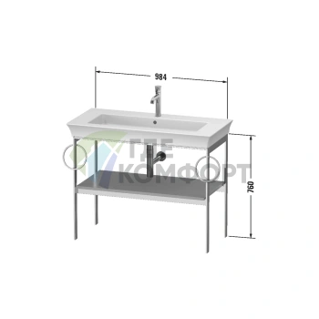 Консоль напольная Duravit White Tulip Graphite HighGloss с полкой и полотенцедержателями (WT4547BH1H1) - фото 2