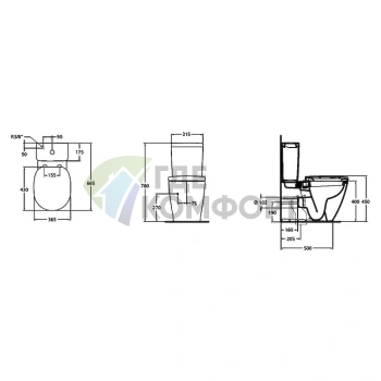 Унитаз-компакт Ideal Standard Connect Cube с системой антивсплеска, E803701 - фото 3