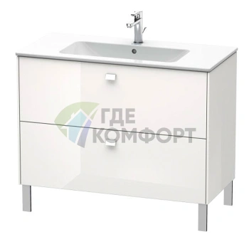 Тумба напольная под раковину Duravit Brioso 1020x479x683 мм, 2 выдвижных ящика, белый глянцевый (арт. 233610) (BR440302222) - фото 1