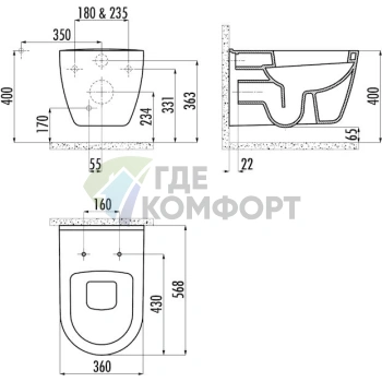 Подвесной унитаз Creavit TP328 — компактное решение для современного санузла - фото 3