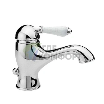 Однорычажный смеситель Nicolazzi P.m. Blanc A с донным клапаном и ручками из состаренной керамики, хром (3402CR76A) - фото 1