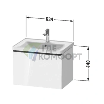 Подвесная тумба Duravit D-Neo белая матовая 634x452 мм с ящиком (DE425401818) - фото 2
