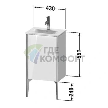 Тумба подвесная Duravit XViu 591x430x310 мм белый глянцевый/чёрный матовый (XV4068LB222) - фото 2