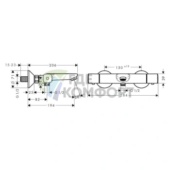 Термостат Hansgrohe Ecostat Universal для ванны с душем - фото 2