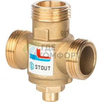Термостатический клапан Stout для твердотопливного котла 60 C, 1 1/2 НР, 1 M - фото 1