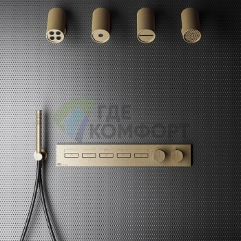 Термостат для душа Gessi Hi-Fi: многозонное управление до 5 источников в бронзовом исполнении (63018#726) - фото 1
