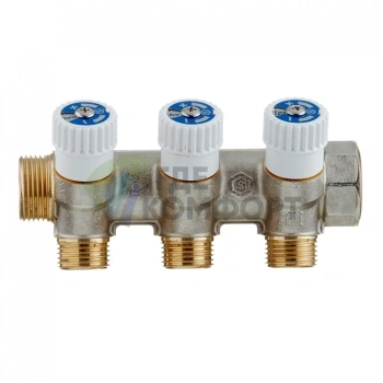 Коллектор Stout (SMB 6851 341203) 3/4 ВР(г) х 3 выхода 1/2 НР(ш) х 3/4 НР(ш) регулируeмый - фото 2