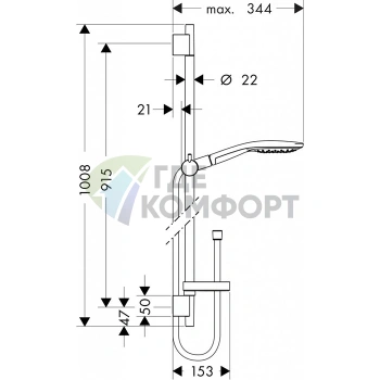Душевой набор Hansgrohe Raindance Select S с функциями RainAir и CaresseAir (хром) (27803000) - фото 2