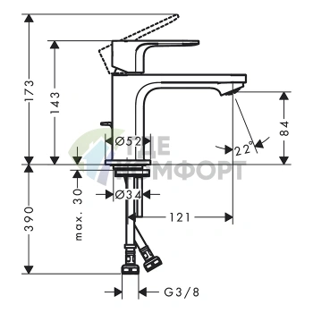 Смеситель для раковины Hansgrohe Rebris S 80, с дисковым картриджем, хром (72510000) - фото 2