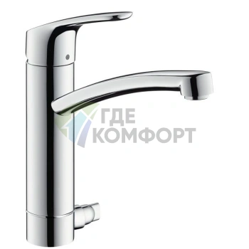 Смеситель для кухни Hansgrohe Focus с поворотным изливом и запорным вентилем (31803000) - фото 1