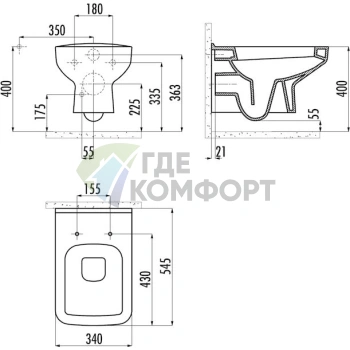 Подвесной унитаз Creavit Sphinx SP321: компактный дизайн и современная эргономика - фото 4