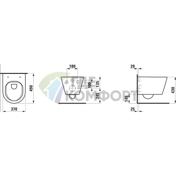 Подвесной унитаз LAUFEN KARTELL безободковый, компактный, белый глянец (8.2033.3.000.000.1) - фото 2