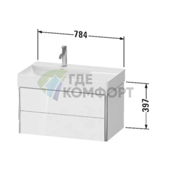 Подвесная тумба Duravit XSquare 234880 с 2 ящиками, цвет бирюзовый (XS416809797) - фото 2