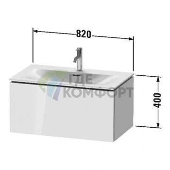 Тумба подвесная Duravit L-Cube для раковины 400x820x481 мм, White High Gloss (LC613702222) - фото 2