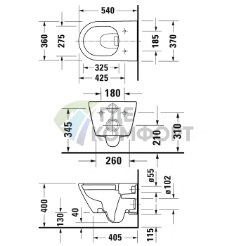 Унитаз подвесной Duravit D-Neo безободковый белый с сиденьем (2578090000+0021690000)) - фото 2