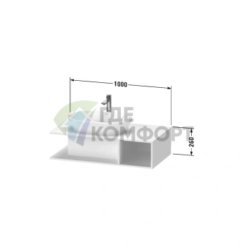 Тумбочка подвесная Duravit D-Neo компактная белая глянцевая 260x1000x550 мм (DE492902222) - фото 2