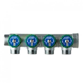 Коллектор Far (FK 3824 134) 1 ВР(г) х 4 выхода 3/4 НР(ш) ЕК х 1 НР(ш) регулируeмый (ФАР) - фото 2