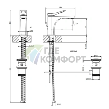 GESSI Rilievo Однорычажный смеситель для раковины в цвете Nero XL (59005#299) - фото 2