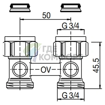 Узел нижнего подключения радиатора 3/4 НР x 3/4 НГ, прямой Multiflex F Oventrop - фото 2
