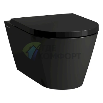 Унитаз подвесной LAUFEN KARTELL безободковый, 545х370х430 мм, покрытие LCC, черный матовый (8.2033.7.716.000.1) - фото 1