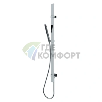 BOSSINI APICE Душевая штанга FLAT 110 см из латуни с лейкой и шлангом Cromolux 150 см в цвете хром (D48088.030) - фото 1