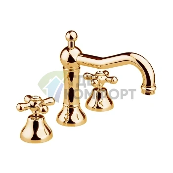Смеситель для раковины Nicolazzi Nuova Brenta на 3 отверстия с донным клапаном, цвет Gold Brass (2509GB) - фото 1