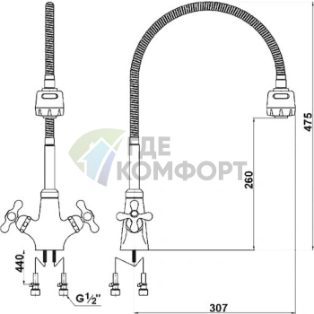 Кухонный смеситель Timo Aviator 0076FS в хроме - фото 2